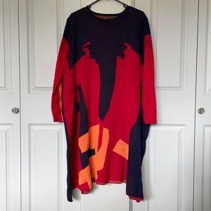 Modernist artistic knit sweater dress